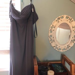 Bill Levkoff Pewter floor length bridesmaids gown